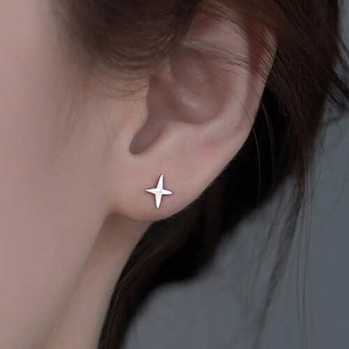 Cross Star Zircon Stud Earrings Four-Pointed