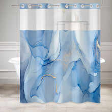 Rideau de douche en marbre bleu et or avec doublure amovible 71x