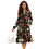 Gerüschtes Stufen-Midikleid für Damen, langärmelig, Patchwork 1