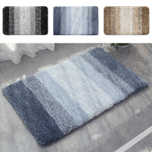 Tapis de bain antidérapant en polyester absorbant l'eau, bleu