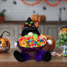 Halloween Decoration Faceless Gnome Candy Basket Black