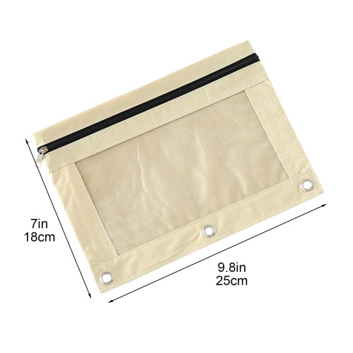 3-Ring Binder Pouch Transparent Zipper Large Capacity 2