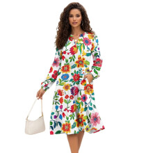 Robe patchwork florale pour femme, taille 2XL