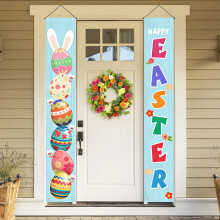 Easter Bunny Couplets Polyester Door Banners Set of 2