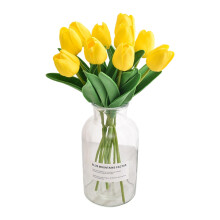 Tulipes artificielles avec vase, bouquet de 10 pièces (35 cm) en soie.