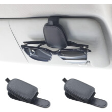 Sunglasses Holder for Car Visor Magnetic Leather Black 2