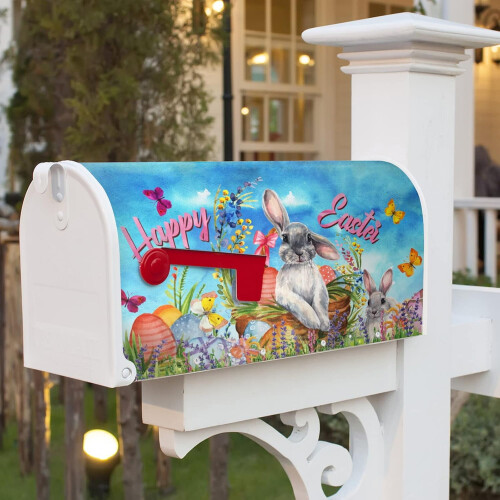 Easter Mailbox Cover Bunny Eggs Design Magnetic 21x18 Inch 2