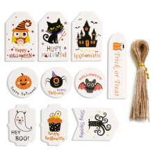 Halloween Tags Kraft Paper with String 50 Pcs