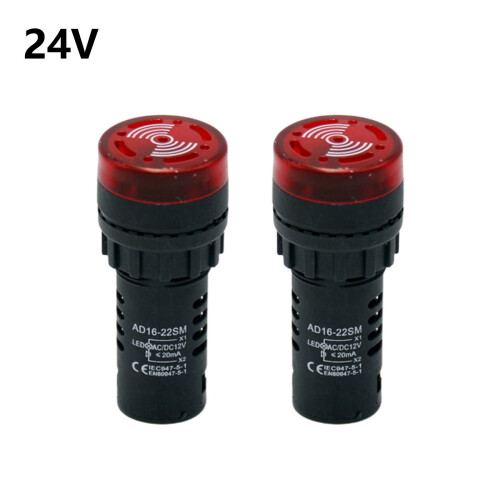 Sound Light Alarm AC/DC 12V 24V 220V Red 2 pcs 1