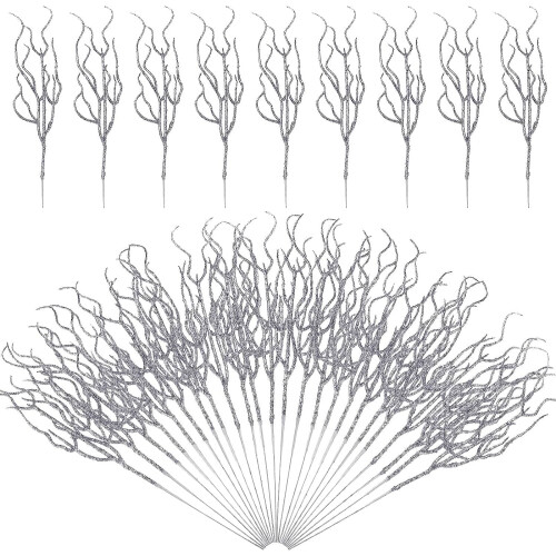 Glitter Christmas Tree Picks Silver 30-Pc