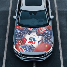 Car Hood Cover for 4th of July – Stretch Polyester, Fits
