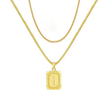 A-Z Letter Pendant Necklace Yellow Gold Plated Stainless