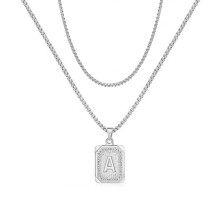 Letter Pendant Necklace Yellow Gold Plated Stainless Steel