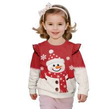 Snowman Sweatshirt for Girls Size 1-2 Ruffle Shoulder