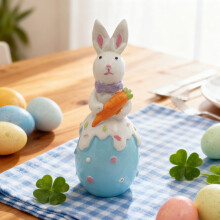Easter Bunny Figurine Hand-Painted Resin 4.7 Inch