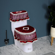 Ensemble de housse de toilette en dentelle européenne en polyester 3 pièces