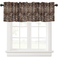 Leopard Print Valance Curtain Brown Rustic Safari 54x18 inch