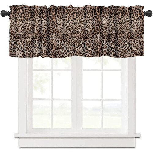 Leopard Print Valance Curtain Brown Rustic Safari 54x18