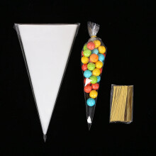 Clear Cone-Shaped Treat Bags Plastic 100 pcs