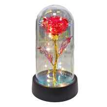 Rose Galaxy conservée sous dôme de verre avec lumière LED