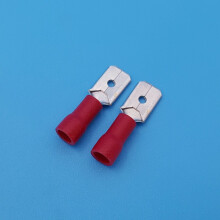 Rote Flachsteckverbinder (männlich), 6,3 mm, 22–16 AWG, 100 Stück