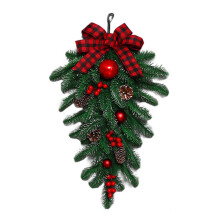 Couronne de Noël artificielle, guirlande floquée d'extérieur