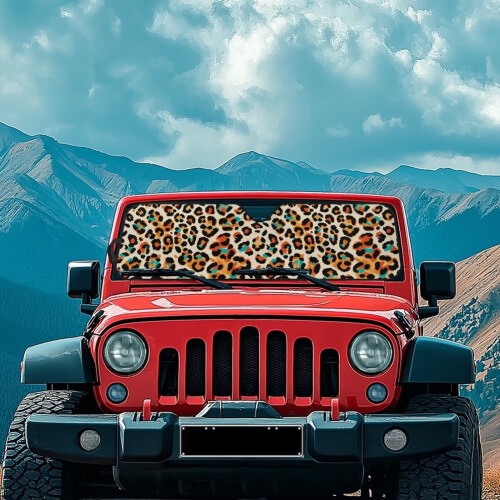 Cheetah Leopard Print Windshield Sun Shade for Jeep 2