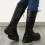 Women's Knee-High Gothic Lace-Up Boots Black Size 7.5 8