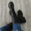 Women's Knee-High Gothic Lace-Up Boots Black Size 7.5 7