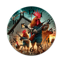 Horloge murale silencieuse humoristique avec motif de combat de coqs, 30 cm (12 pouces)