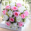 Bouquet di rose artificiali in seta, 18 teste 1