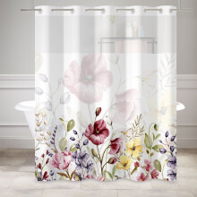 Rideau de douche floral violet foncé vintage Mizhona avec
