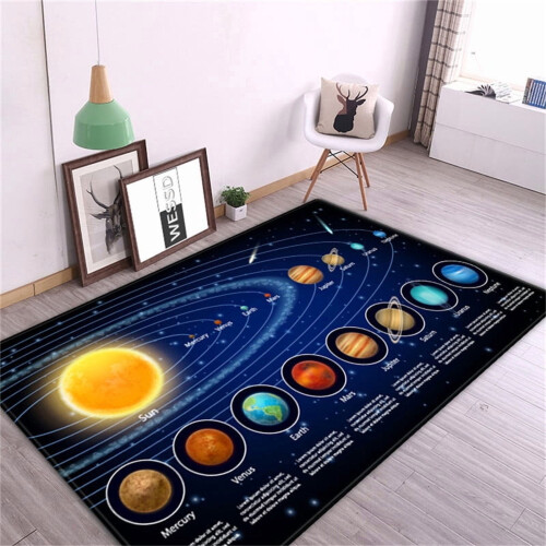 3D Solar System Rug for Children's Room Antislip Floor Mat
