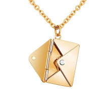 Love Letter Necklace Stainless Steel Gold 1pc