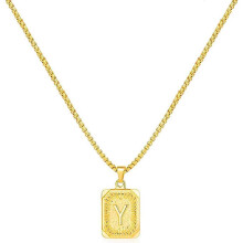 A-Z Letter Pendant Necklace Yellow Gold Stainless Steel