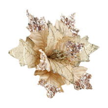 Glitter Poinsettia Artificial Flower 9.84 Inch with Clips