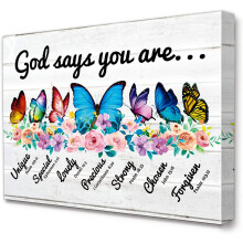 Gott sagt, du bist Wandkunst-Leinwandbild Rustikales Blumendesign 1