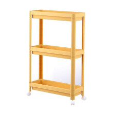 Chariot de rangement à roulettes étroit, bleu marine, 3 niveaux, plastique
