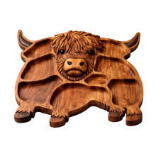 Planche Ă charcuterie en bois motif vache des Highlands 1