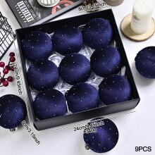 Black Velvet Christmas Ornaments 80mm 9-Pack