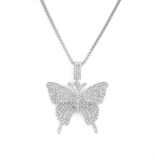 Butterfly Necklace Hip-Hop Style Silver