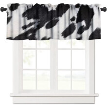 Cow Print Valance Curtain Brown Farmhouse Style 54x18 in
