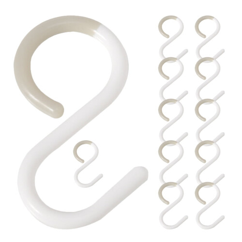 S-hook towel hanger plastic white PP 12 pcs