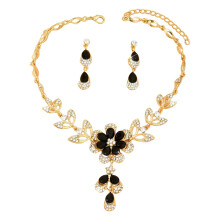Women Jewelry Set Rhinestone Flower Earrings and Clavicle