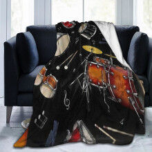 Percussion-Decke mit schwarzem Trommelmotiv, 40 x 50 Zoll
