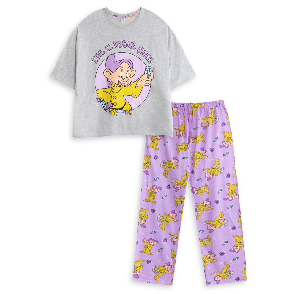 Disney (X-Large) Snow White & The Seven Dwarfs Short Sleeve Long Leg Pyjama Set (Womens Grey)