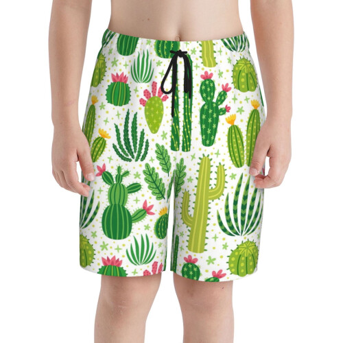 Boy Swim Trunks Cactus Print Quick-Dry Large Size 14-16