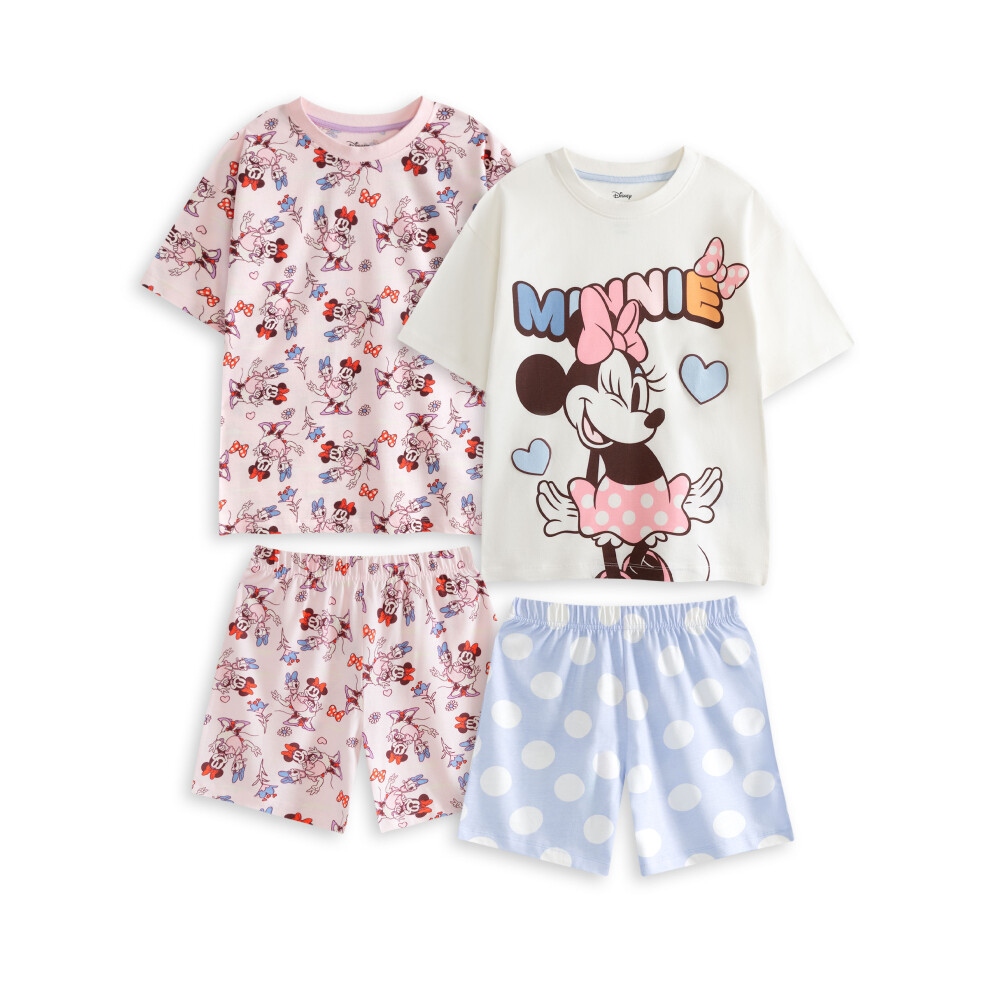 Disney (3-4 Years) Minnie Mouse Multi-Pack Of 2 Short Sleeve Short Leg Pyjama Set (Girls Multicoloured)