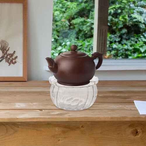 HEMOTON Glass Teapot Warmer with Candle Base 1 Piece 2