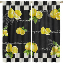 Vintage Lemon Curtains Rustic Farmhouse Blackout Rod Pocket